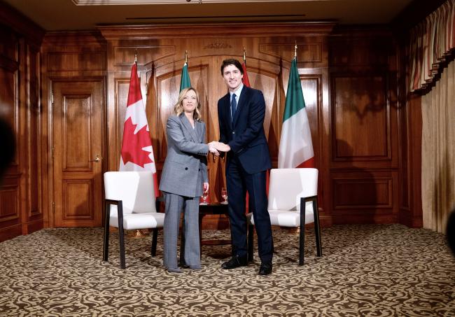 CANADA Meloni incontra il primo Ministro Justin Trudeau