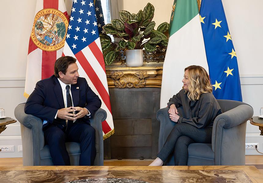 PALAZZO CHIGI, incontro del Presidente Meloni con il Governatore della Florida