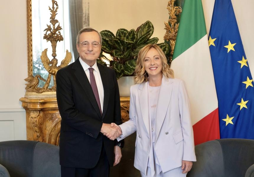 Palazzo Chigi, Meloni riceve Draghi. Al centro del colloquio il rapporto sul futuro della competitività europea  